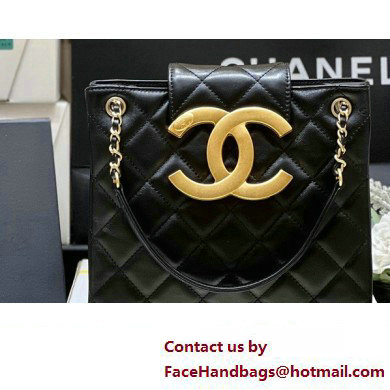 Chanel Lambskin & Gold-Tone Metal Shopping Bag AS4596 Black 2024 (ORIGINAL QUALITY)